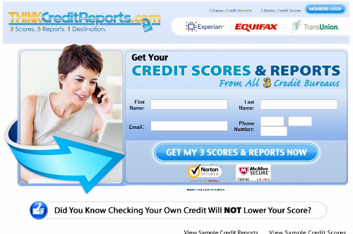 credit report landing page
