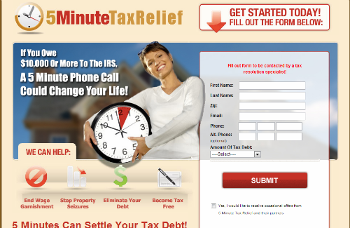 Tax relief landing page