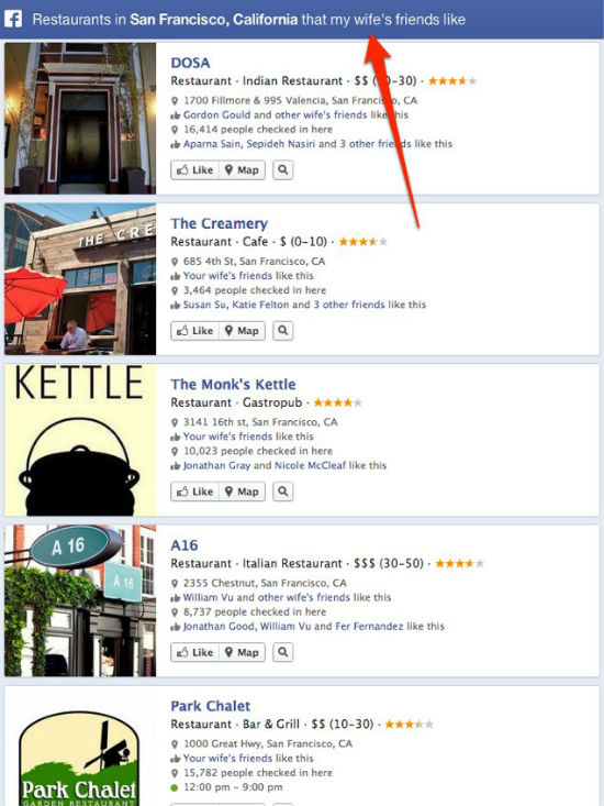 example facebook graph search