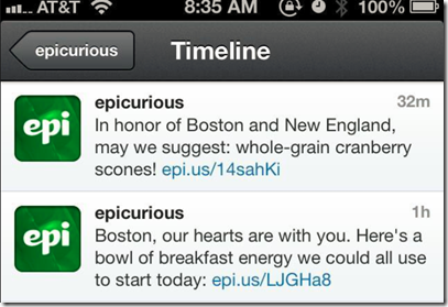 Epicurious Boston Tweets