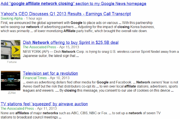 google affiliate network closing